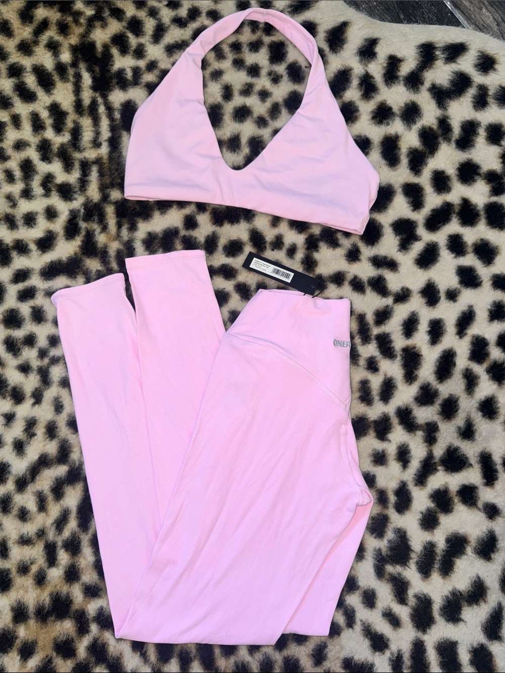 Oner Active Light Pink Halter Sports Bra & Matching Leggings Set